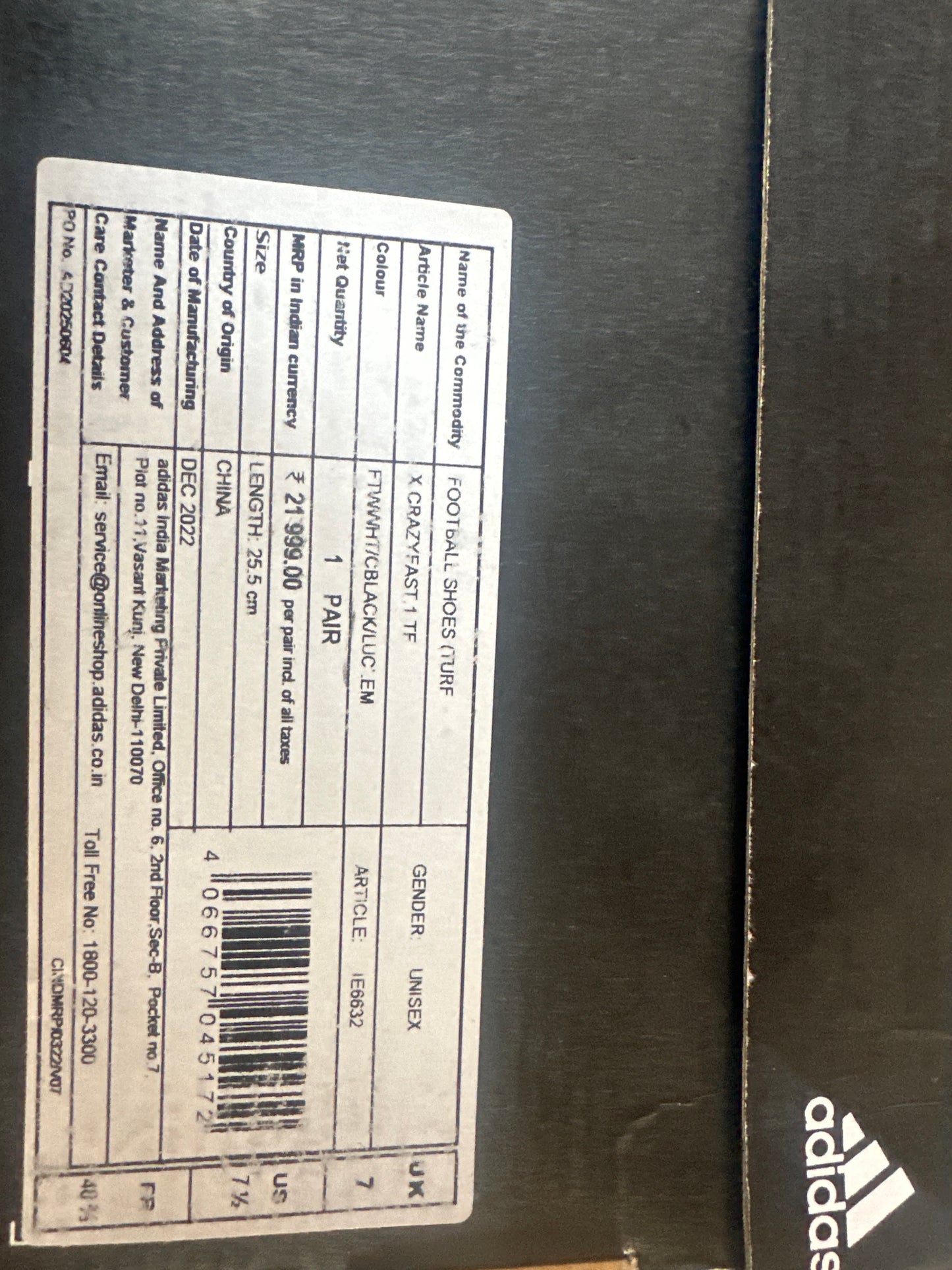 ADIDAS X CRAZYFAST .1 TURF