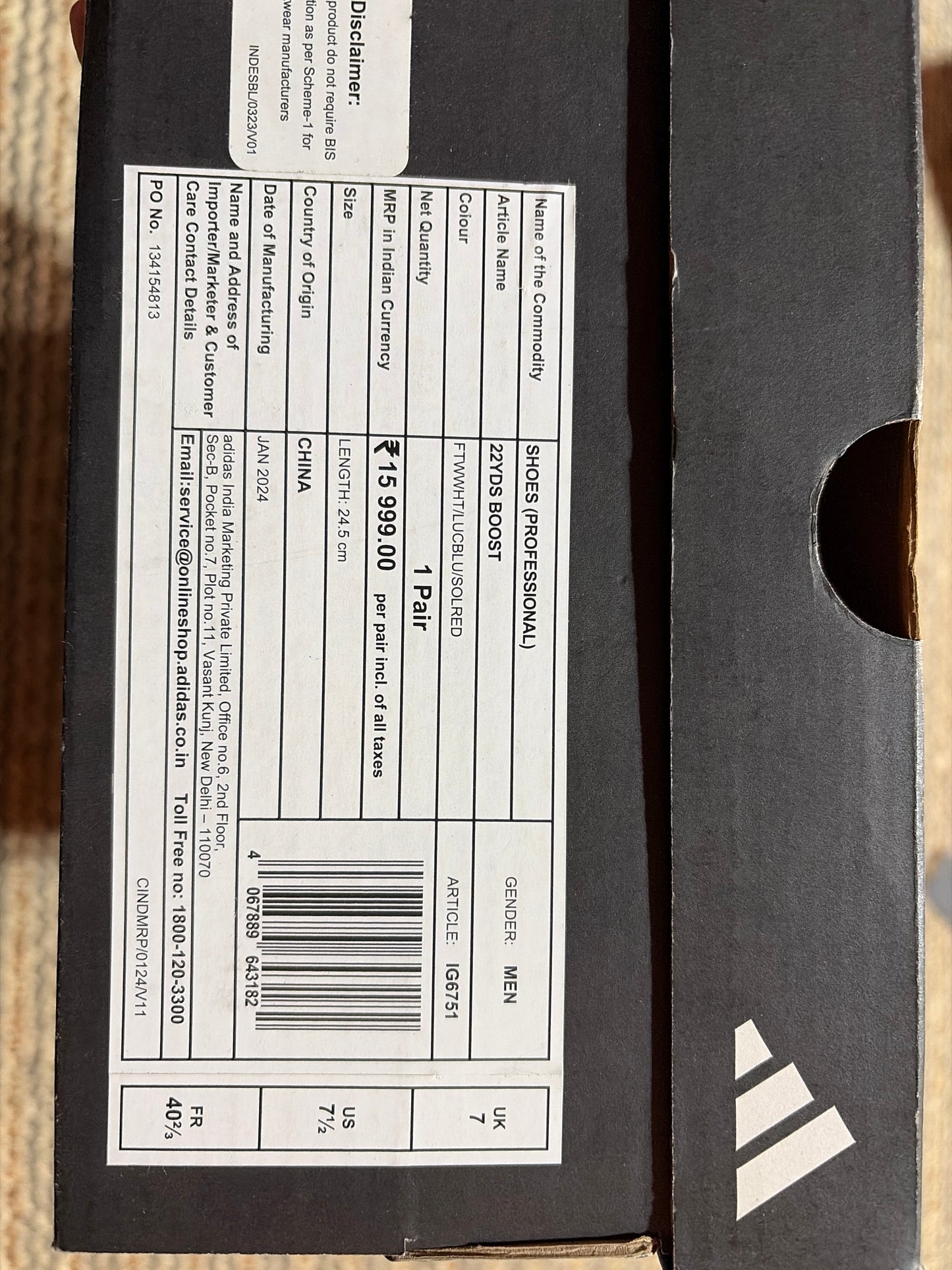 22YDS cricket shoes rubber sole with adjustable lace