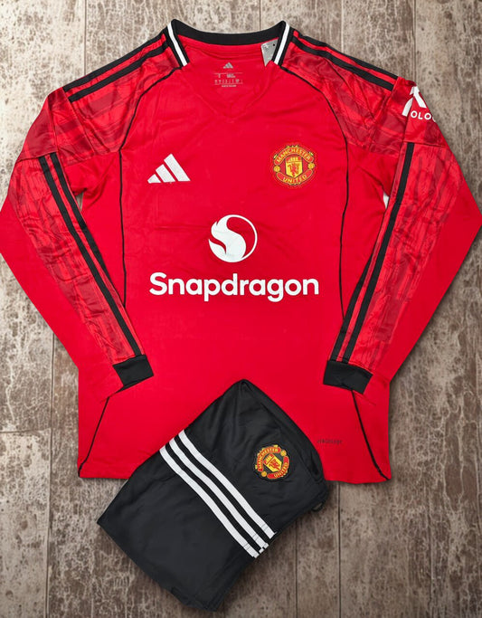 Manchester United 25-26 Home Set with shorts (full sleeves)
