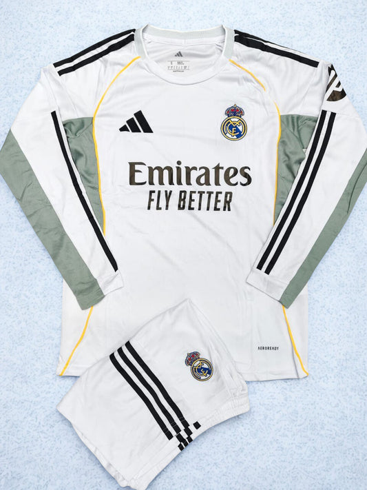 Real Madrid 25-26 Home Set with shorts (full sleeves)