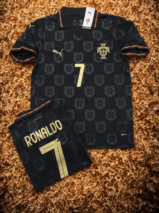 Portugal Away Jersey Black (MASTER Quality) with Ronaldo on back