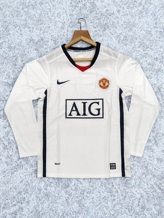 MANCHESTER UNITED Away jersey White (Retro) AIG FULL SLEEVES